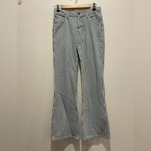 Blu Jeanious blue and white striped flare jeans pants size 25 GUC